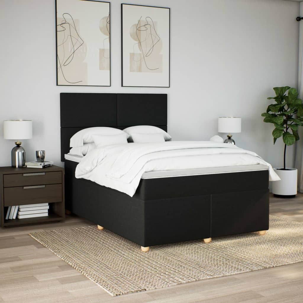 Langlebige Doppelbett - Boxspringbett mit Matratze Schwarz 140x190cm Stoff - Bettrahmen Klassische Betten Möbel653202