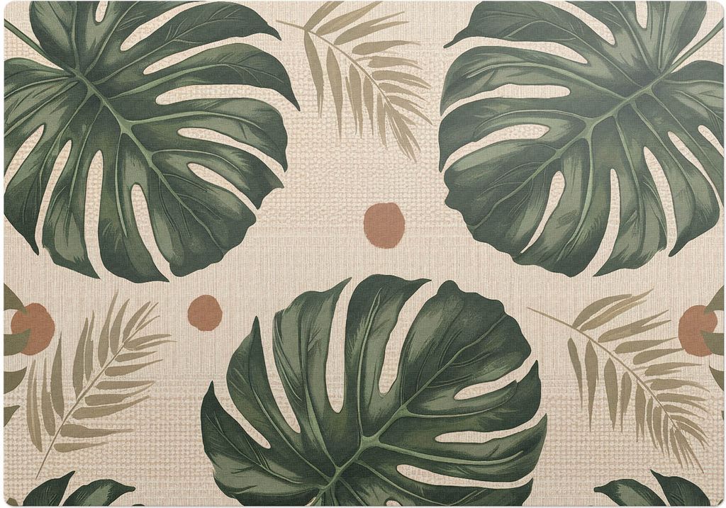 Tropische Blätter – Bodenschutzmatte – Rutschfest – Schutzmatte für Büro – Vinylmatte – Stuhlunterlage – 100 x 100 cm