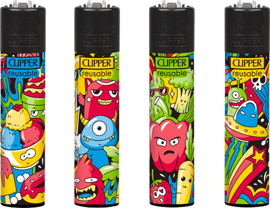 Clipper Feuerzeuge - 4er Set: Doodle Art Produktbild 