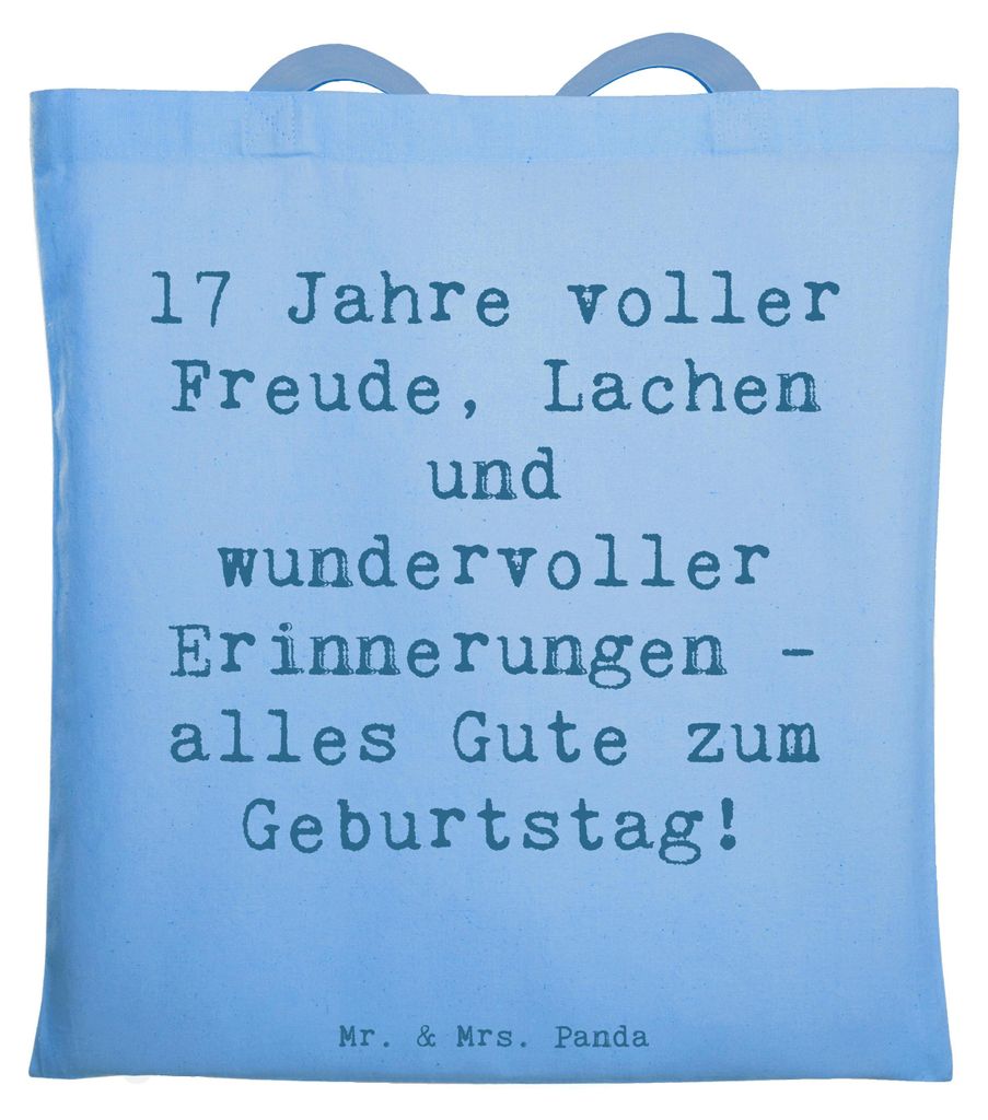 Mr. & Mrs. Panda Schultasche Spruch 17. Geburtstag Freude - Sky Blue - Geschenk, Glückwunsch, Beutel, Geburtstagsspruch, Ideen, Happy Birthday, Ge...