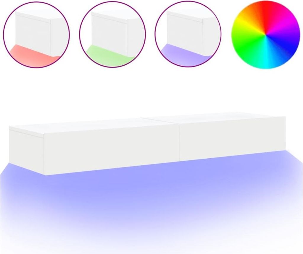 vidaXL TV-Schränke mit LED-Leuchten 2 Stk. Weiß 60x35x15,5 Produktbild 