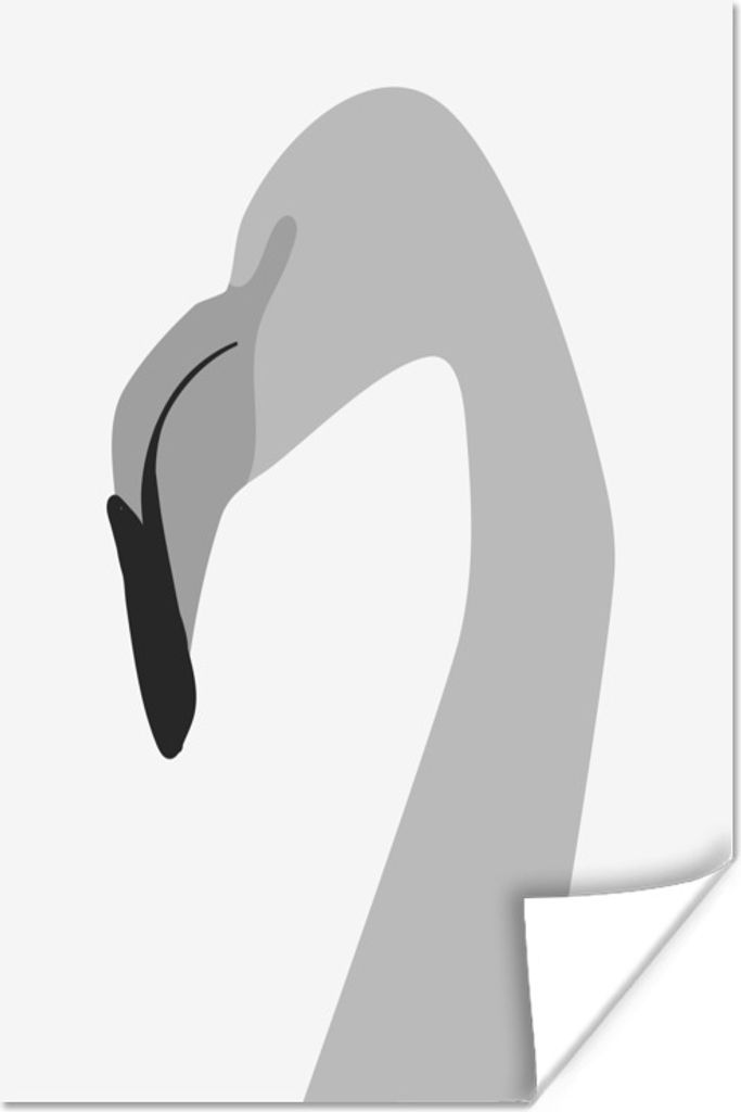 MuchoWow Poster Flamingo - Abstrakt - Schwarz - Weiß 120x180 cm - Kunstposter