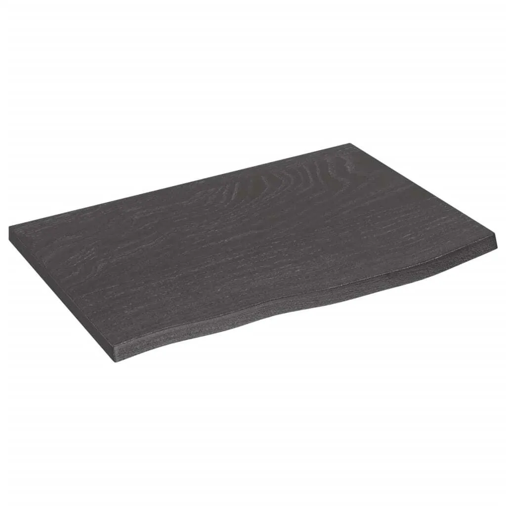 Mensola Parete 60x40x2 cm Rovere Massello Scuro The Living Store