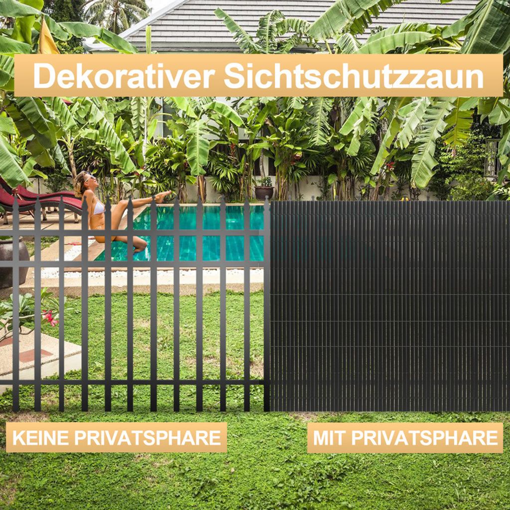Jopassy PVC Sichtschutzmatte Sichtschutzzaun Balkon Windschutz Sichtschutz für Zaun Grau 100x600cm