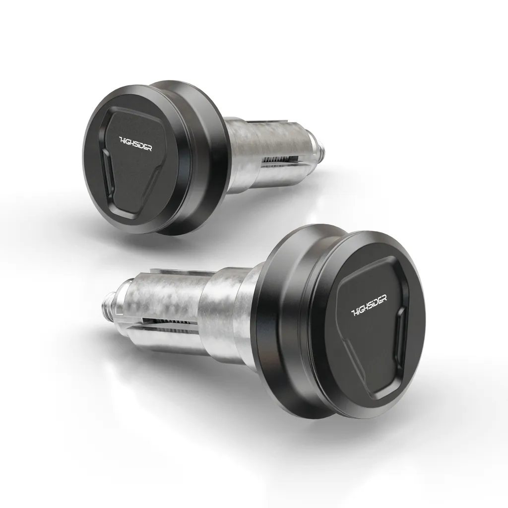 Embouts de guidon de moto HIGHSIDER Esagano-XS en aluminium anodisé noir