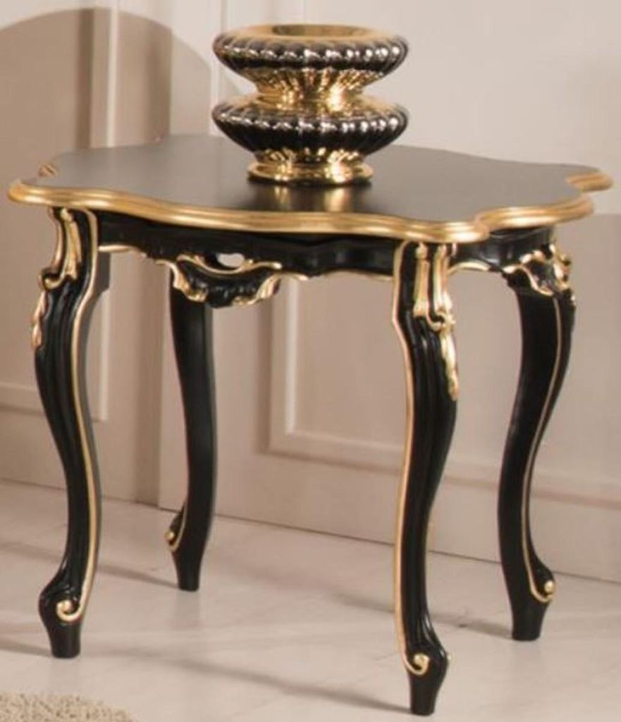Casa Padrino Luxus Barock Beistelltisch Schwarz / Gold 62 x 62 x H. 57 cm - Edler Tisch im Barockstil - Barock Wohnzimmer Möbel