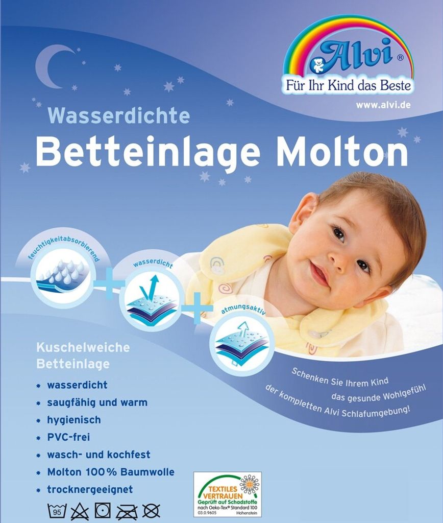 Alvi® Hochwertige Molton/Molton Betteinlage 40 x 50 cm Produktbild 