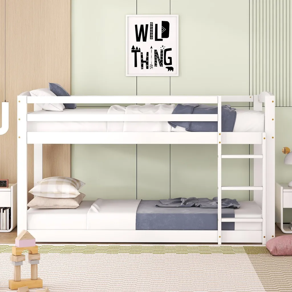 Lit superposé 90x200cm blanc idéal petite chambre enfant et adolescent