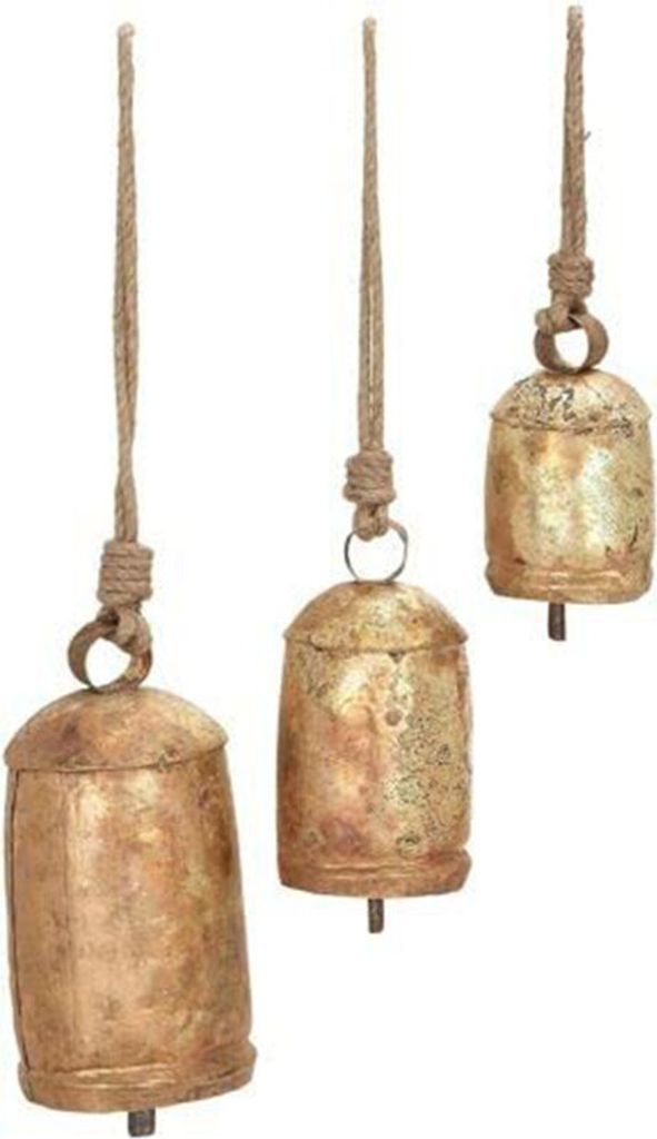 Sada 3 mosazných zvonků ve stylu shabby chic, rustikální Obrázek produktu 