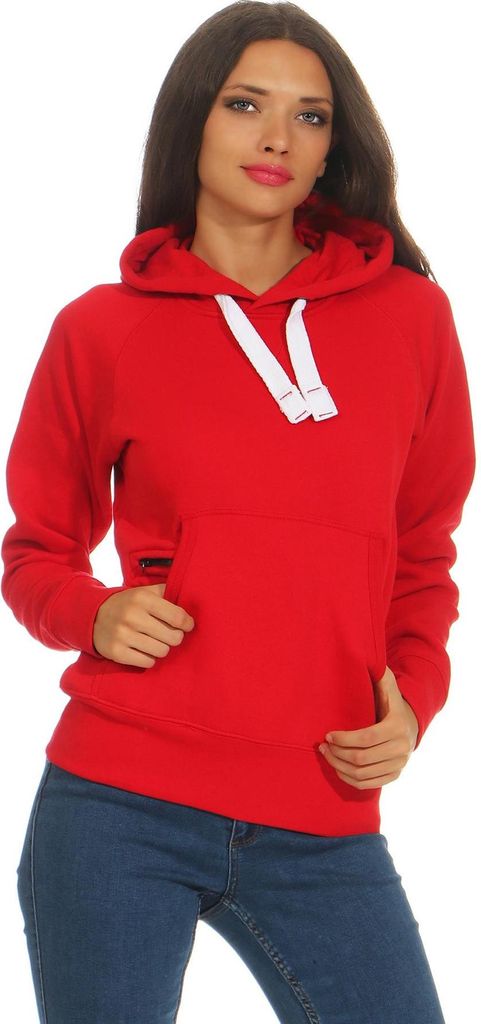 Mivaro Damen Kapuzenpullover mit Kängurutasche und Reißverschlusstäschchen weich innen gefüttert aus Baumwolle Regular Fit Hoodie für Freizeit...