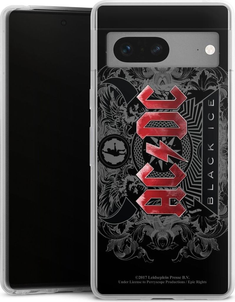 DeinDesign Slim Hülle für Google Pixel 7 Silikon Case Ultra Dünn Handyhülle ACDC Black Ice Fanartikel