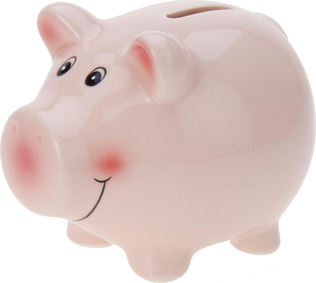 A pink piggy bank.