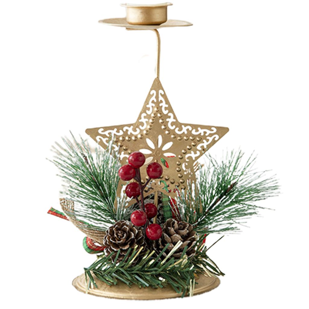 Weihnachtskandlestick-Simulation Kiefernnadeln Pinienkonsumien Schneeflocken/Stern/Elchkerzen-Stand Desktop Orament Schöne Kerzeninhaber Ornament ...