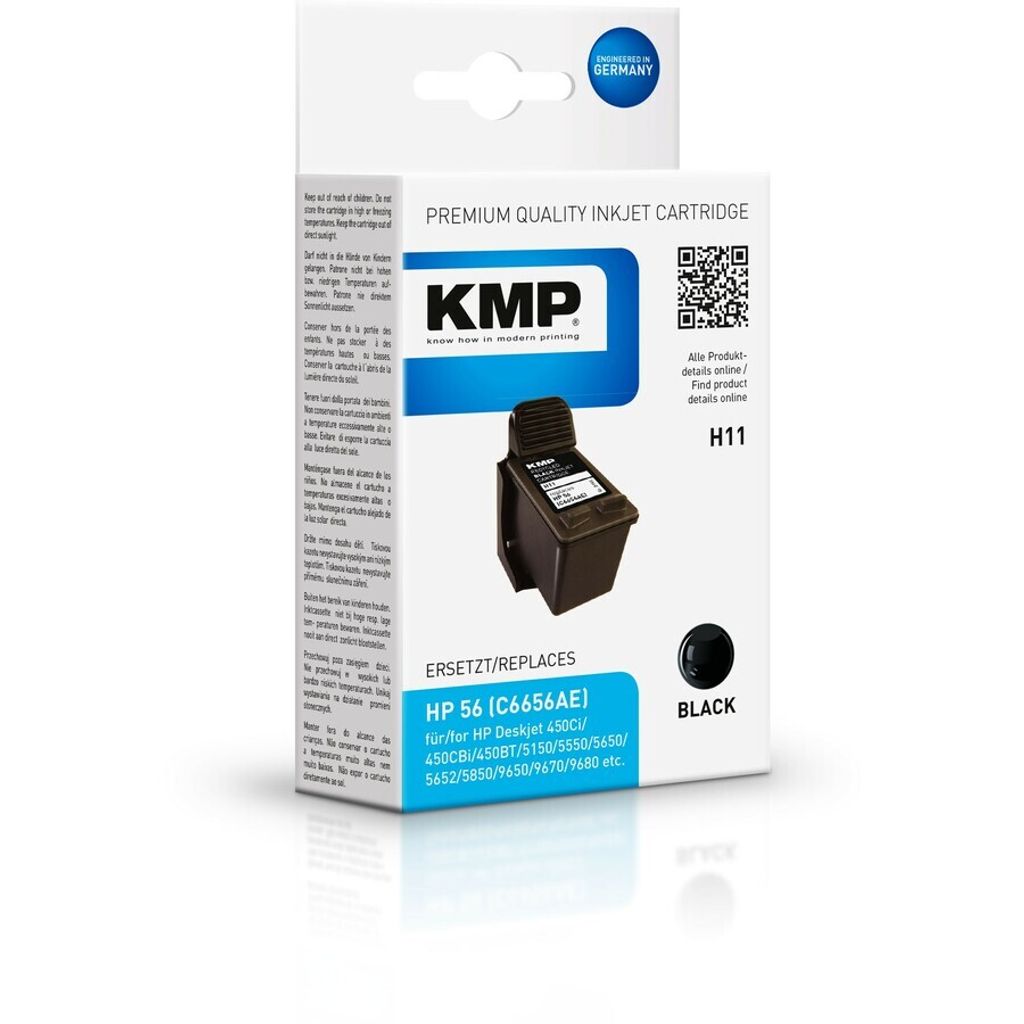 KMP H11 Tintenpatrone schwarz kompatibel mit HP C 6656 AE