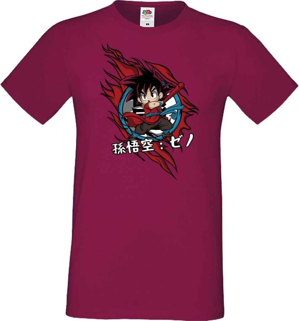 Herren T-Shirt Anime Manga Dragon Anime Manga Ball Z Goku Chibi Goku Chibi, Man M / Burgundy