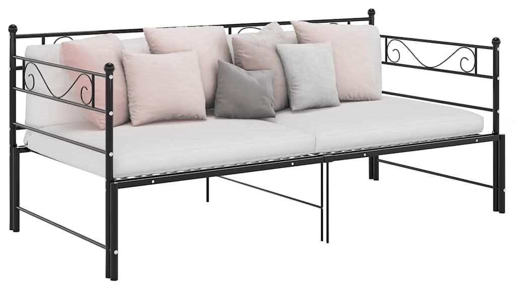 vidaXL Tagesbett Ausziehbar Schwarz Metall 90x200 cm