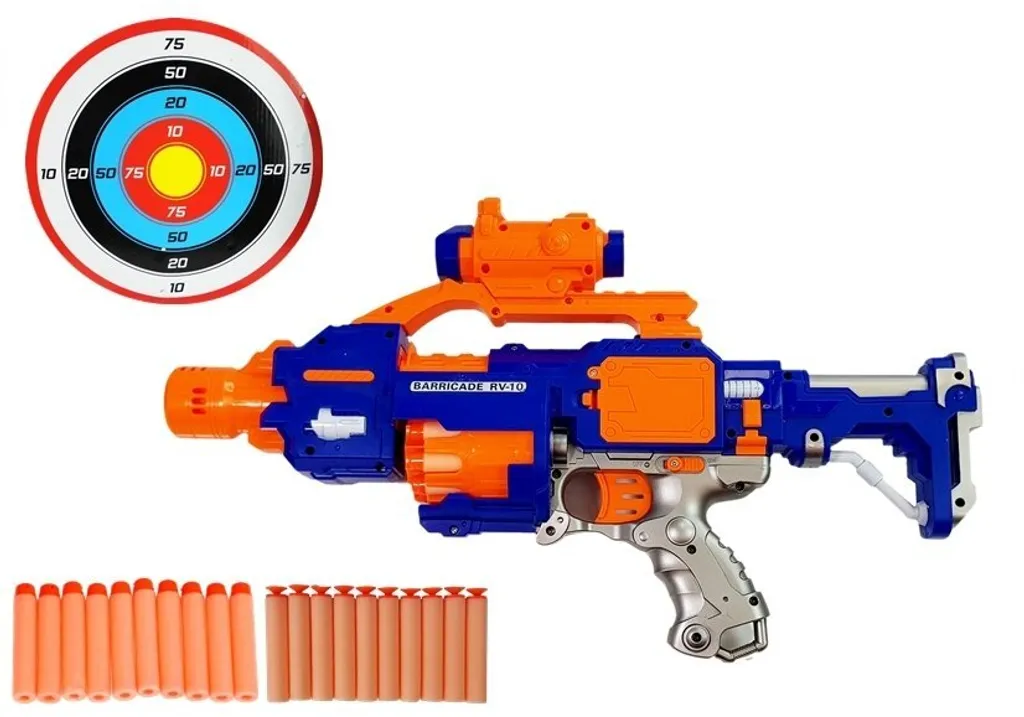 Fusil à pompe en mousse avec cible rotative 45cm pour viser sans risque