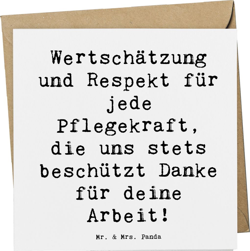 Mr. & Mrs. Panda Klappkarte Spruch Pflegekraft Wertschätzung - Weiß - Geschenk, Dankbarkeit, Alltagshelden, Bedanken, Dankeschön, Aufmerksamkeit...