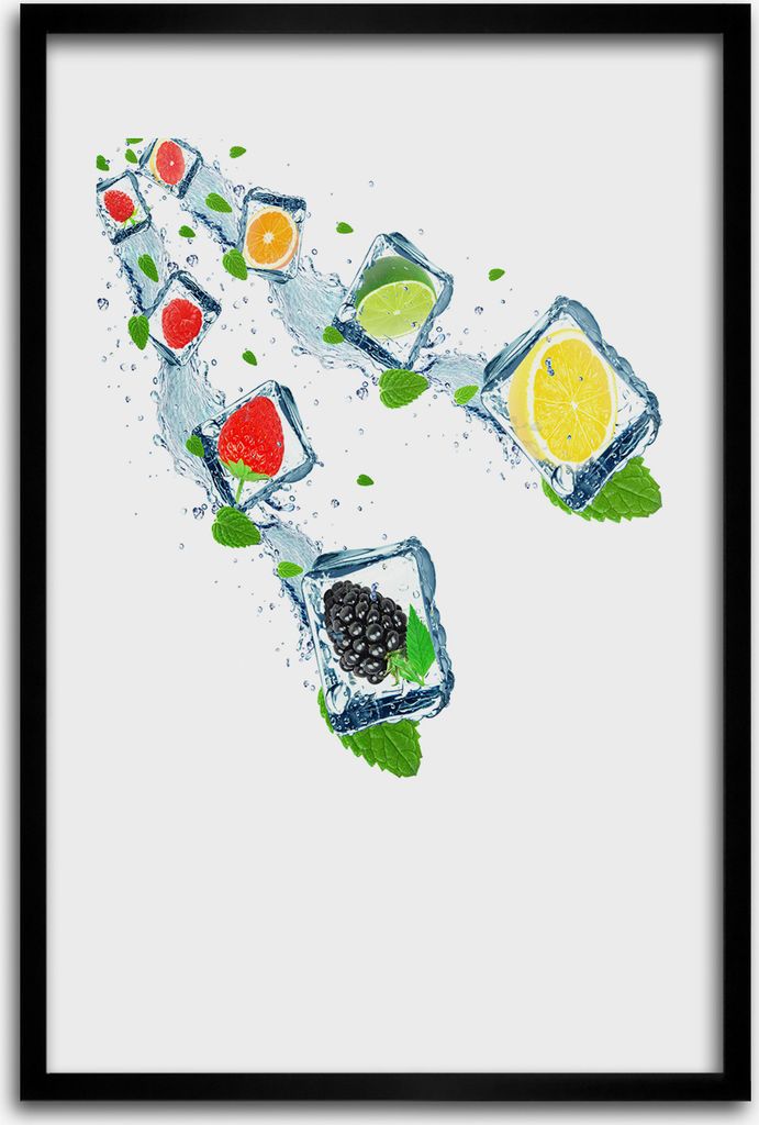 Bild - Bilderrahmen - 40 cm x 60 cm - MDF - Rahmen - Wandkunst - Frucht und Eis