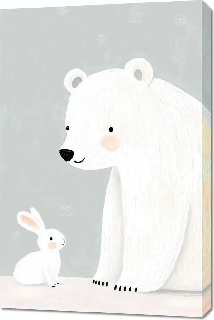 Decorazione Parete Bambini 60x90 - Quadro Orsacchiotti Moderno e Dolce
