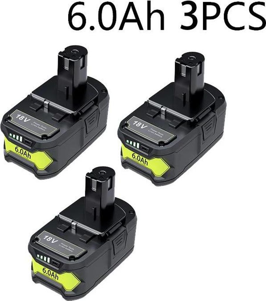 Schwarzer Akku für RYOBI One+ 18V, 6Ah Li-Ion Ersatzakku, kompatibel mit P108 P104 P107 RB18L50 RB18L20