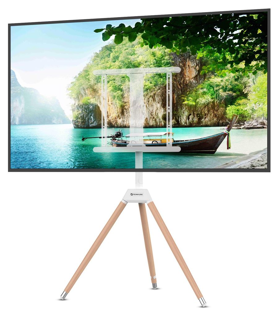 TV-Dreibeinständer | Höhenverstell- und schwenkbar, für 32-60 Zoll TVs, max. VESA 400x400 mm | Hell