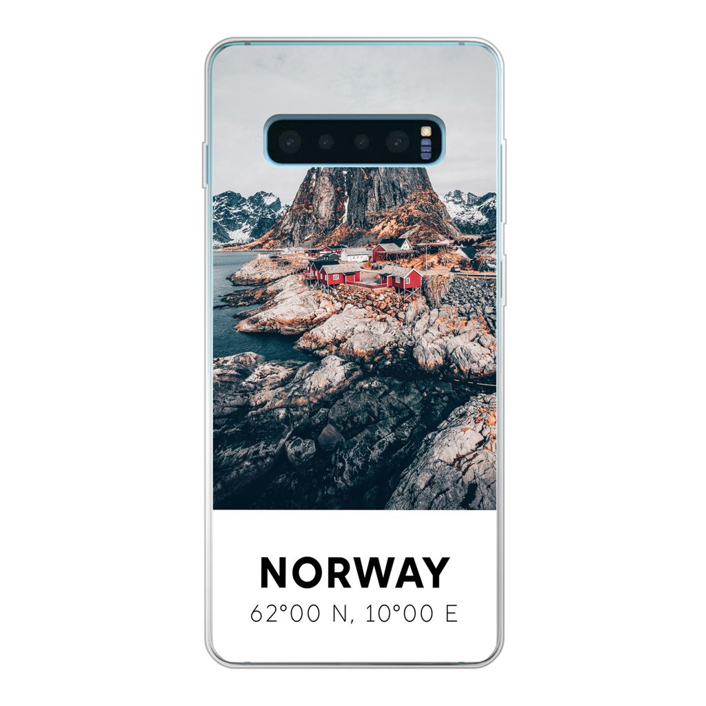 MuchoWow Handyhülle Schutzhülle Hülle für Samsung Galaxy S10 Lite Norwegen - Wasser - Bergen Silikon Softcase Handy Hülle - Schutz