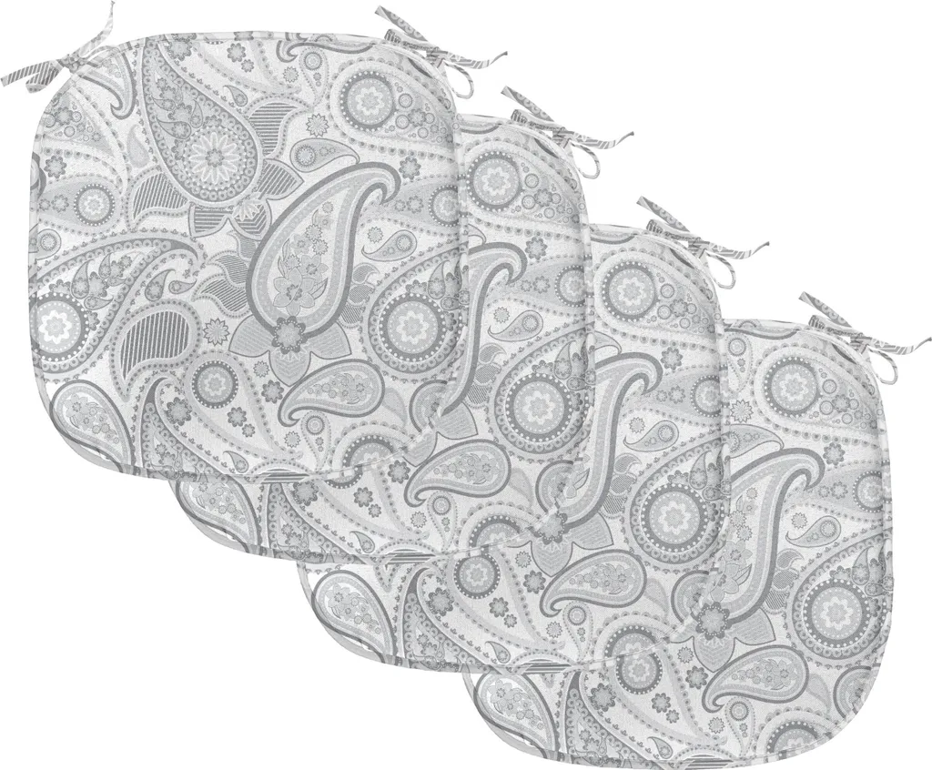 Housses de Chaise avec Sangles de Fixation, Tissu Paisley Gris et Blanc