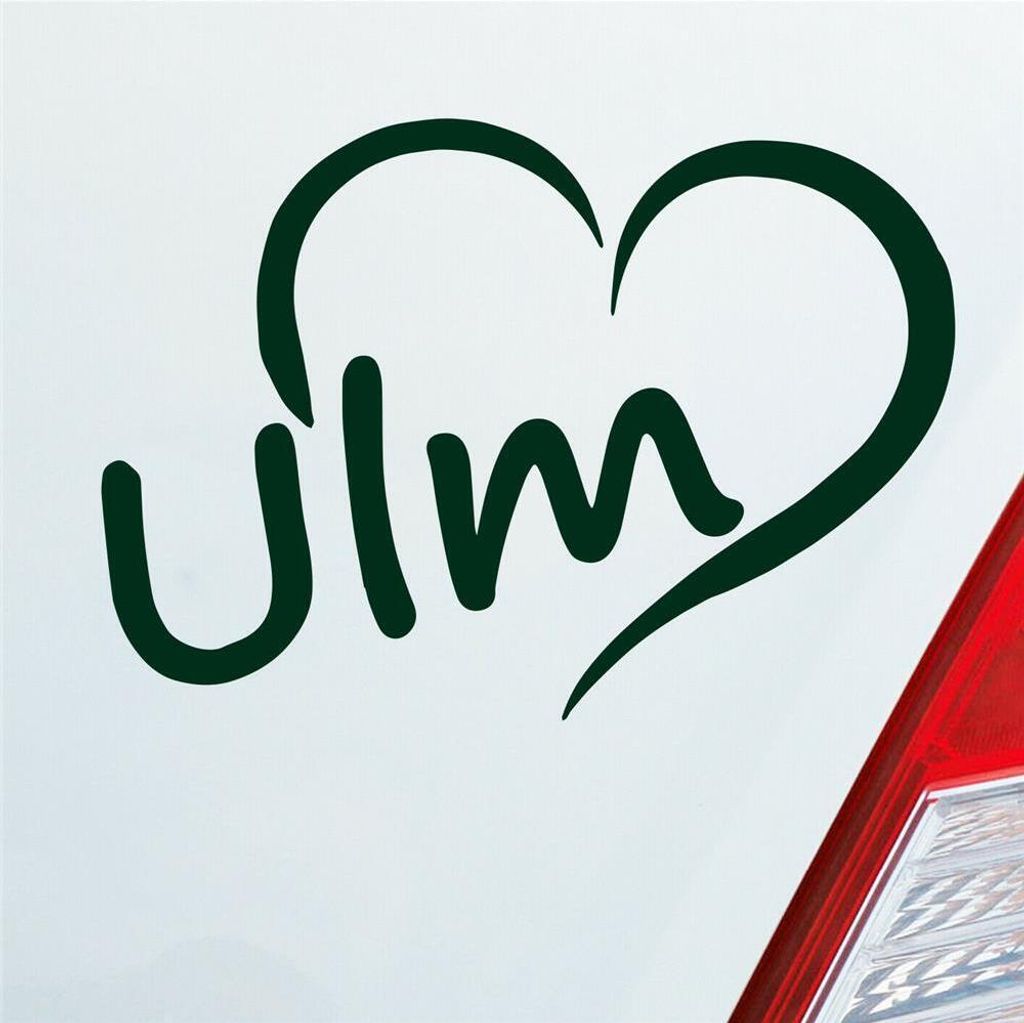 Auto Aufkleber Ulm Herz Stadt City City Love Liebe Heart 11,5x8 cm Dunkelgrün Sticker Heckscheibenaufkleber