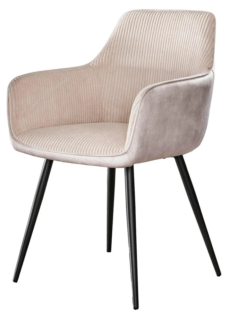 Chaise design beige FURNLUX Rippe avec assise large et pieds noirs