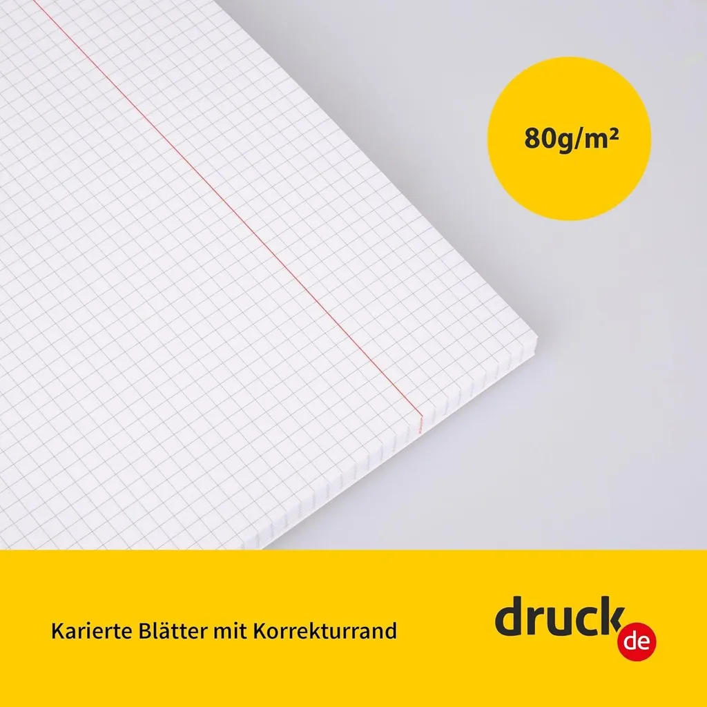 5 Blocchi A4 Bambini e Studenti - Carta 80g a Scacchiera con Spirale - 5