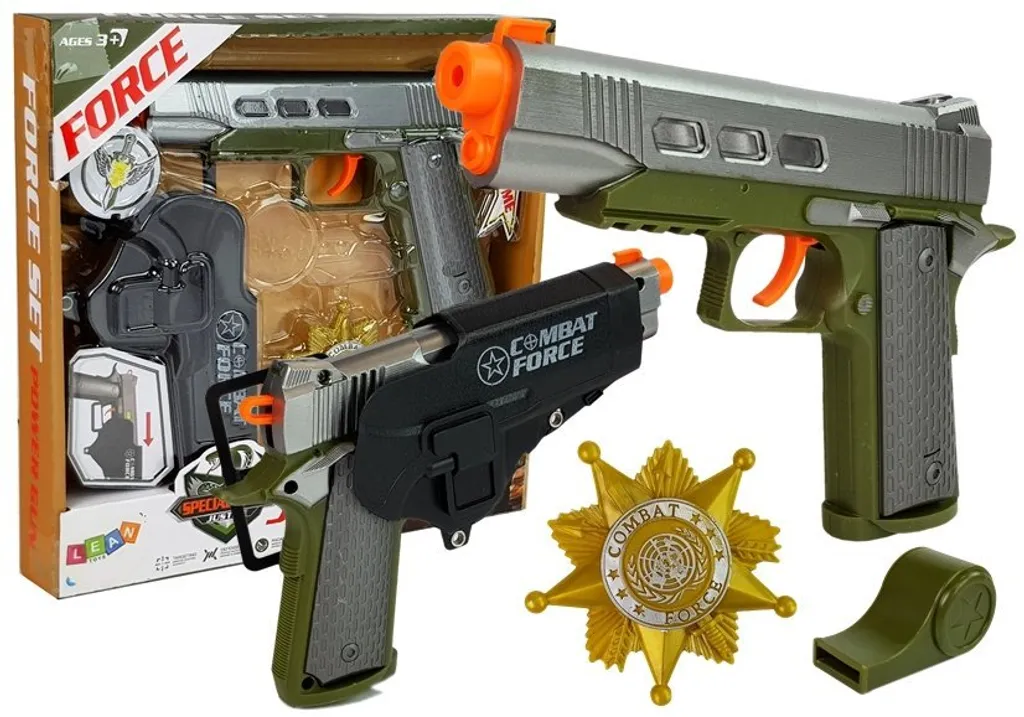 Pistolet police 20cm résistant avec étui et sons pour jeu de rôle enfant