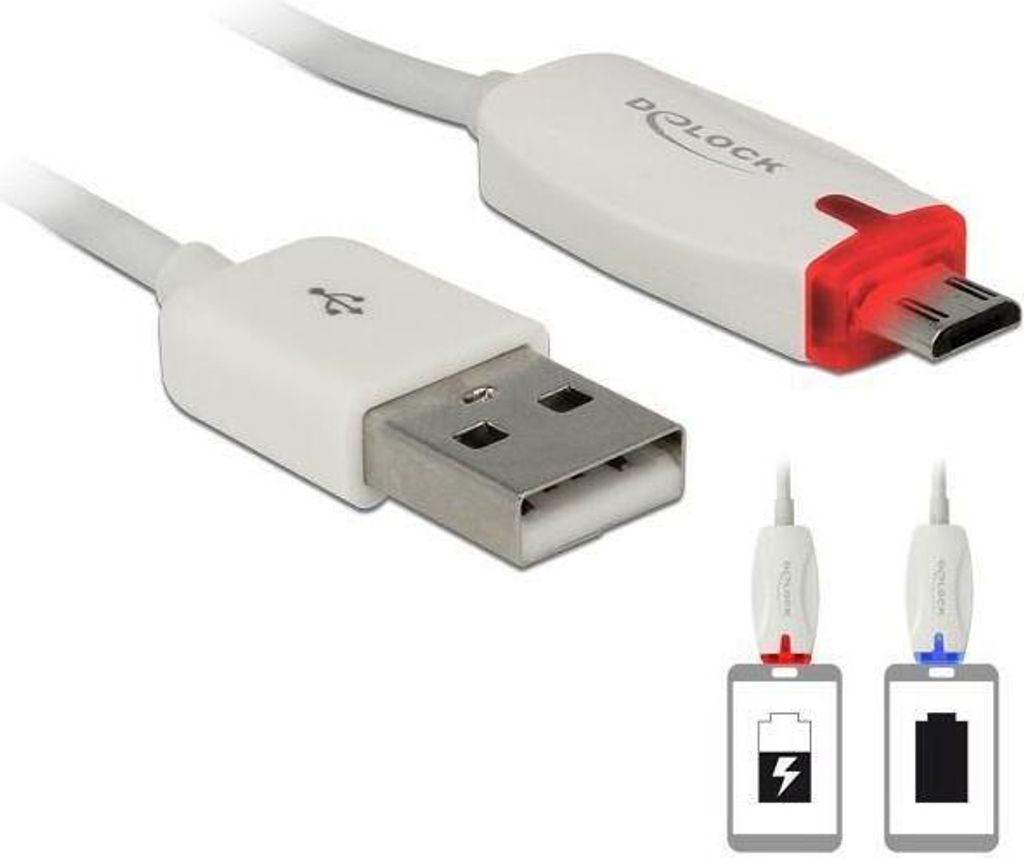 Daten- und Ladekabel USB 2.0-A auf Micro USB-B, weiß, 1 m