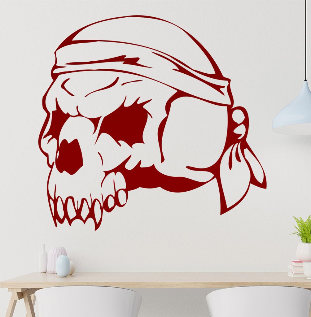 Western Schädel Wandtattoo in 6 Größen - Wandaufkleber Wall Sticker - Dekoration, Küche, Wohnzimmer, Schlafzimmer, Badezimmer