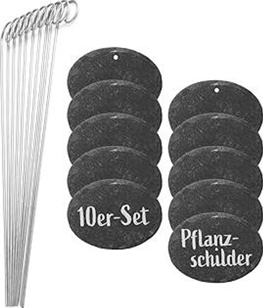 Hoberg Schiefer-Pflanzschilder - 10er Set | Witterungsbeständig, Wiederverwendbar | Individuelles Beschriften von Pflanzen, Kräutern & Blumen | M...