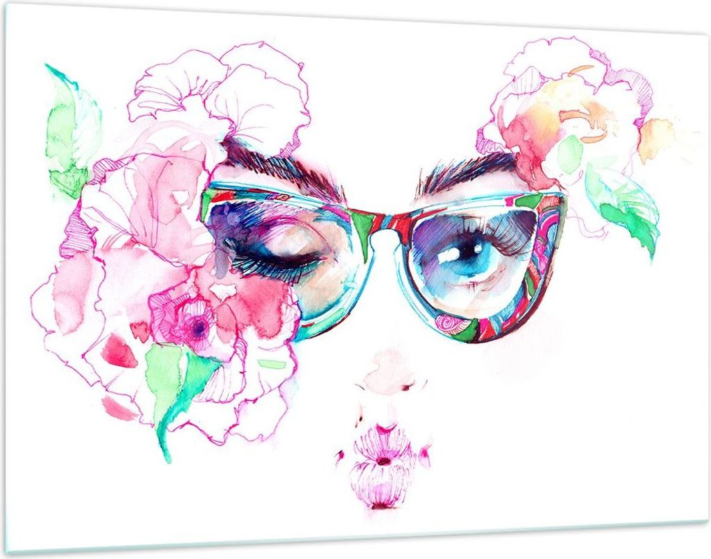 Bilder auf glas - Gläser Augapfel weiblich Farbe - 120x80cm - Glasbilder - Wandbilder - Kunstdruck - zum Aufhängen bereit - Wanddekoration aus Gl...