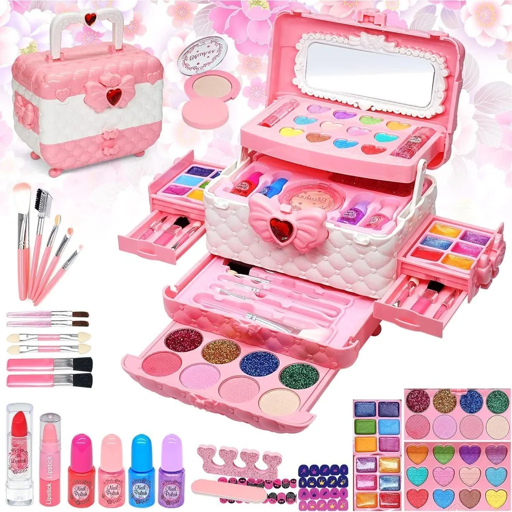 Mallette de maquillage pour fille - Jouets de beauté lavables à l'eau 3 ans
