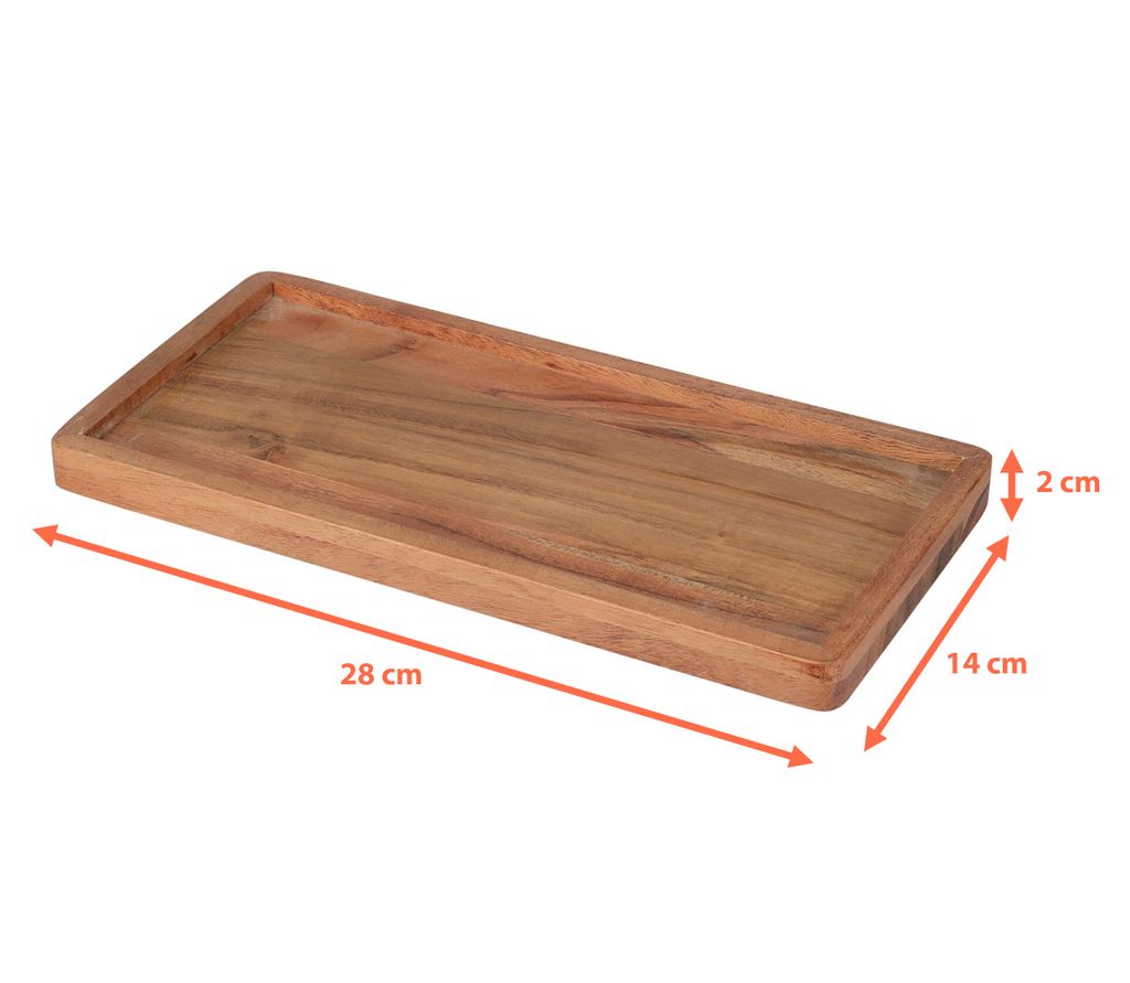 Akazien Kerzentablett eckig - 28 x 14 cm - Deko Holz Produktbild 2