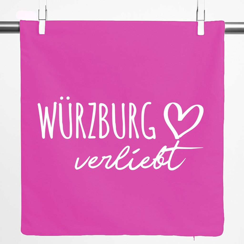 Huuraa Kissenbezug Würzburg verliebt 40x40cm Fuchsia Baumwolle Dekokissenbezug Geschenkidee