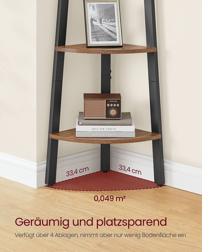 VASAGLE Eckregal, Bücherregal, Leiterregal mit 4 Ablagen, Produktbild 3