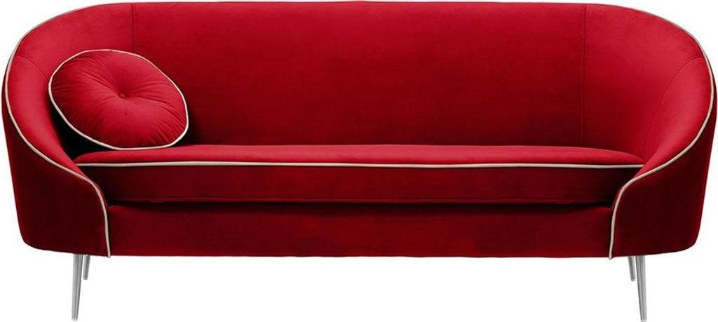 Dreisitzer-Sofa Kooper-Velluto 7-Contrast piping-chrome metal