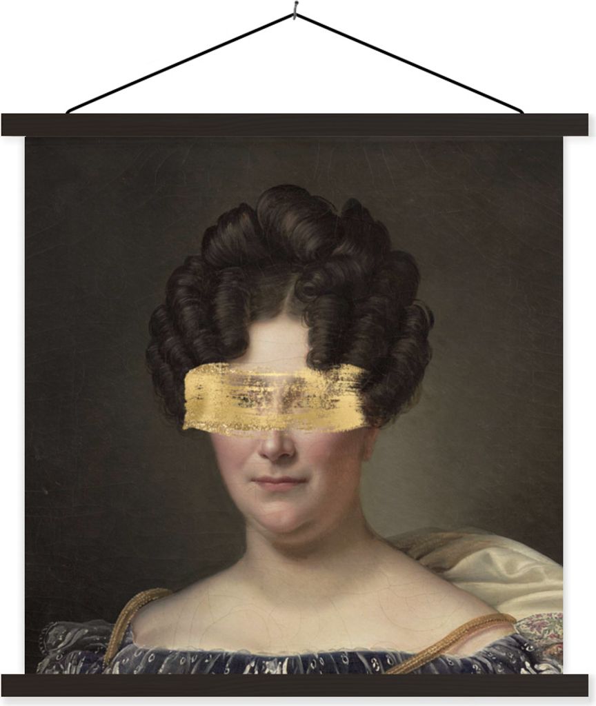 MuchoWow Textilposter Frau - Kunst - Farbe 120x120 cm mit schwarzem Rahmen - Aufhängungsset