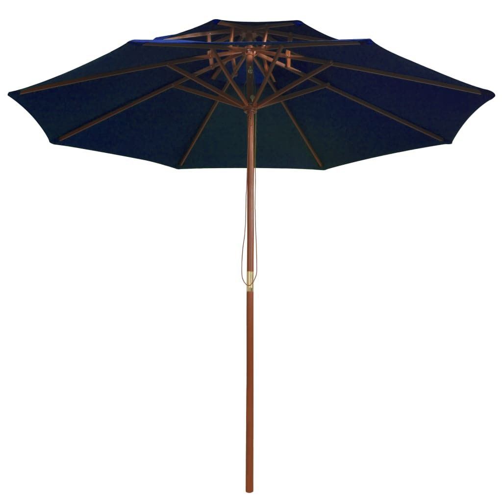 “2026 Moderne“Sonnenschirm mit Doppeldach und Holz-Mast Blau 270 cm - Sonnenschirme - Designermöbel 3060634