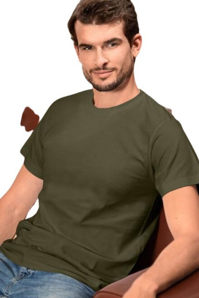 Uni-T-Shirt aus Baumwolle, hohe Grammatur, 100% Baumwolle, ohne Aufdruck, einfarbig, 200g/m2, Farbe military, Größe XS
