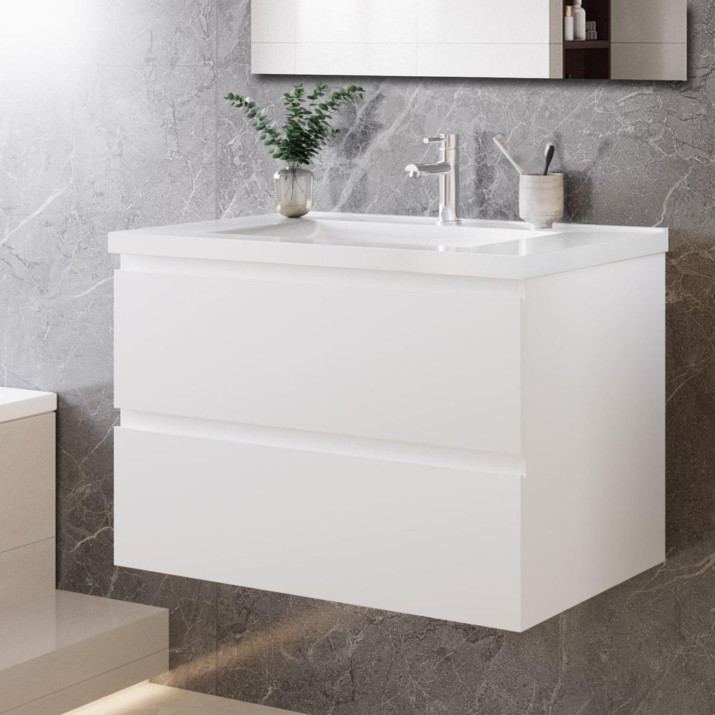 80 cm Badmöbel-Set Unterschrank mit Keramik waschtisch 2 Produktbild 