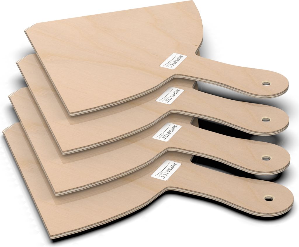 4er Set AUPROTEC Pizzaschaufel Modell Angie: Größe M 16 cm Holz Pizzaschieber Pizzabrett
