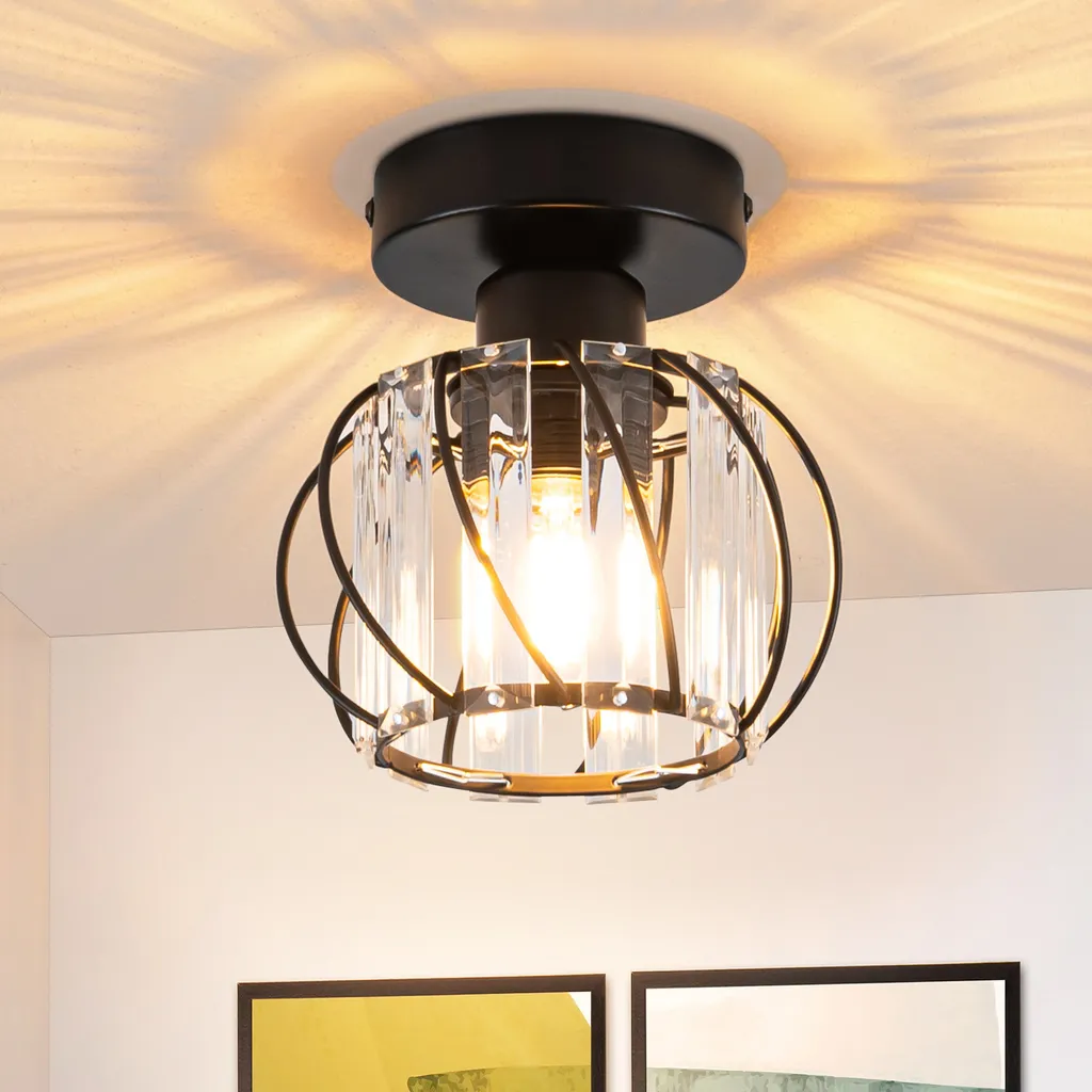 ZMH Plafoniera Cristallo Nera E27 | Lampada Soffitto Vintage Corridoio