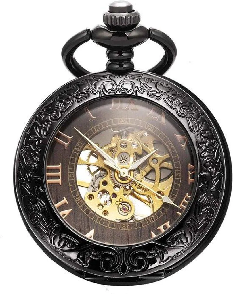 Garde-temps mécanique rétro noir, montre classique pour homme chic