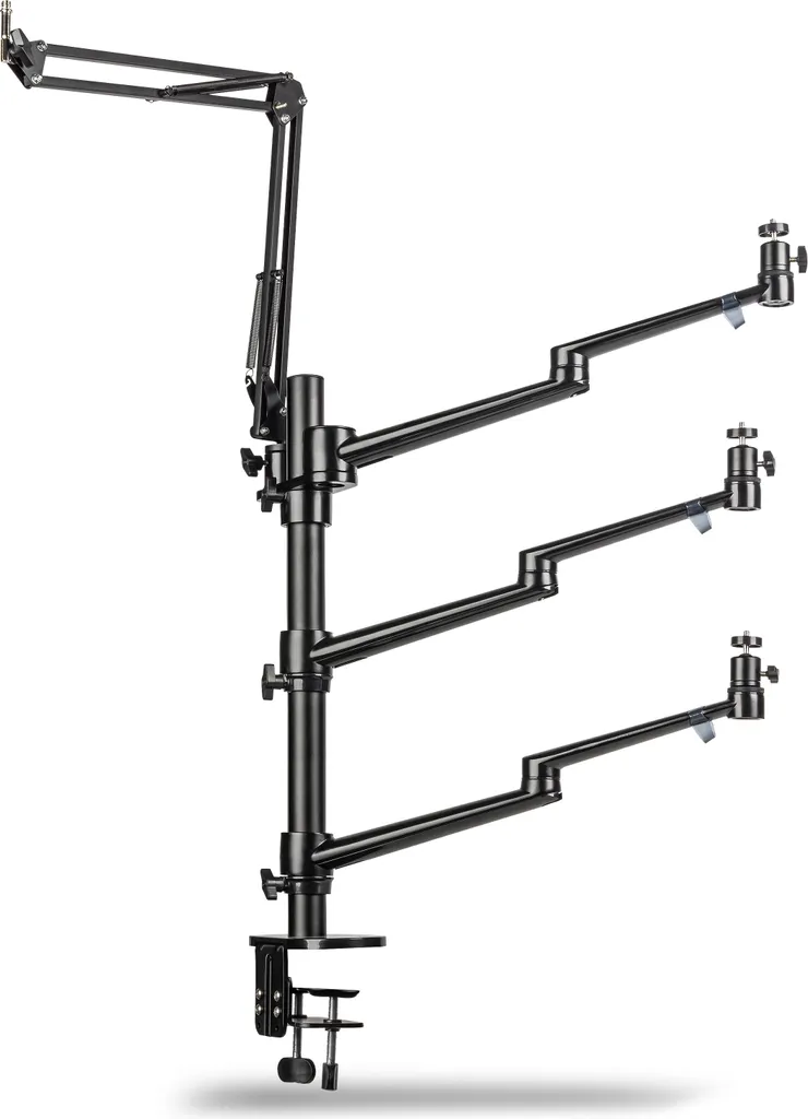 Walimex pro Multi Streaming Arm Treppiede da tavolo I Supporto per il montaggio di telecamere, LED fino a 2 kg incl