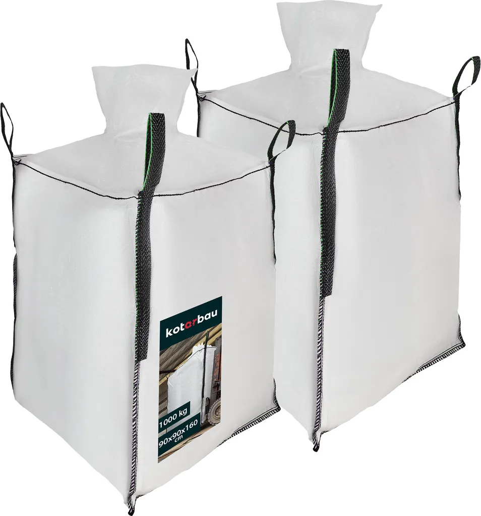 KOTARBAU® 2 pezzi sacchi grandi 90x90x160cm sacco per rifiuti da giardino grembiule stabile e imbuto di uscita 1000kg PP sacco per rifiuti da giardino sacchi per rifiuti da giardino sacchi per rifiuti da giardino sacchi per macerie sacchi per rifiuti da costruzione accessori da giardino